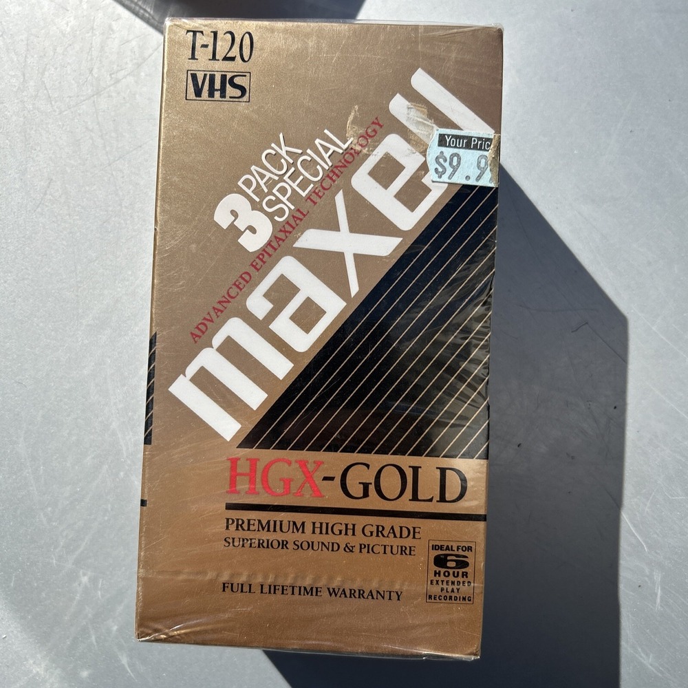 LOT Of 3 Maxell HGX-Gold Premium High Grade T-120 6 Hour Blank VHS Tapes New!